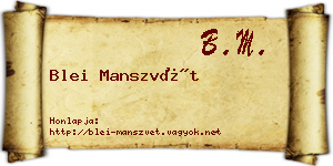 Blei Manszvét névjegykártya